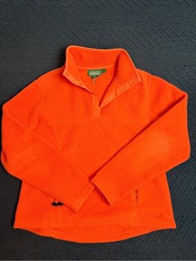 L.L. Bean Men’s Bright Orange Fleece Zip-Front Pullover